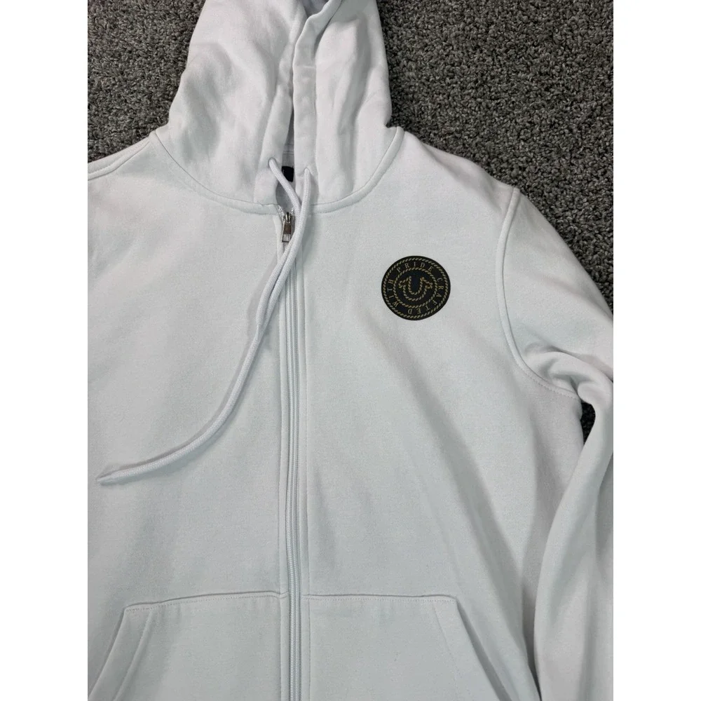 True Religion Full Zip Hoodie Size Medium White